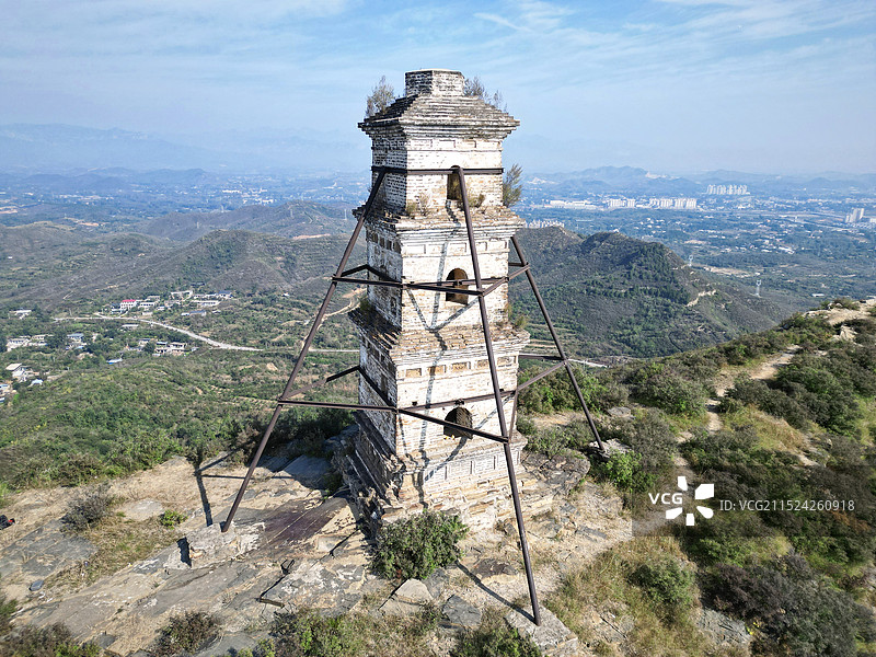 航拍易县白塔图片素材