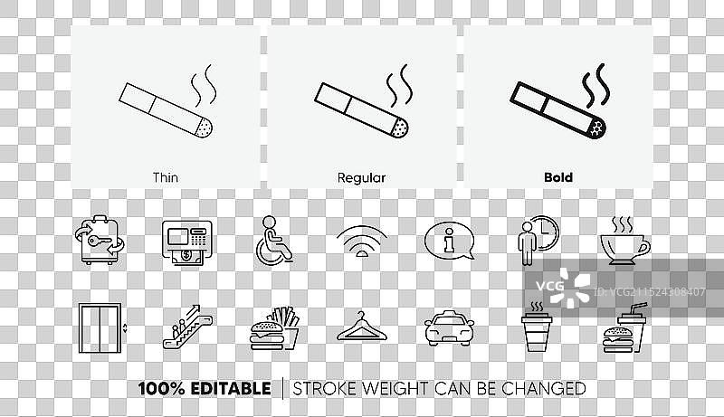 公共服务线性图标：电梯与出租车图片素材