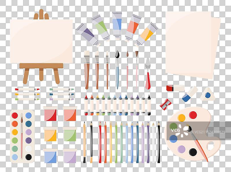 绘画工具和美术用品套装图片素材