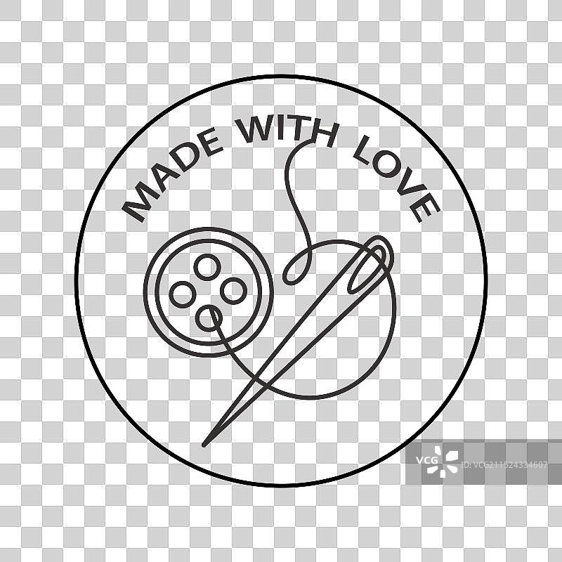 用爱制造缝纫logo针线徽章图片素材