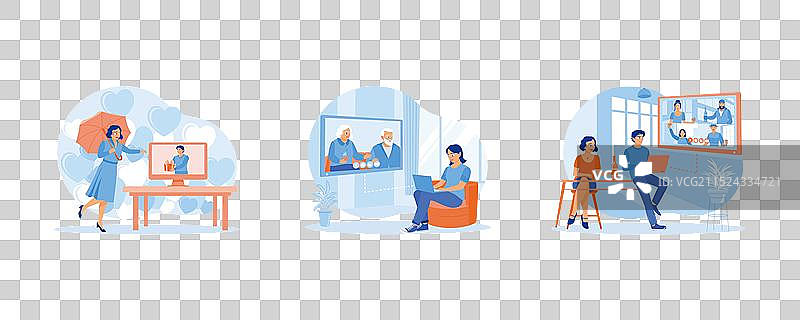 虚拟关系概念远程通话图片素材