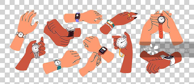 手持手表的观看图片素材