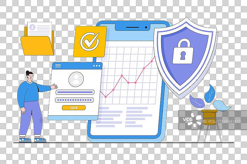 带密码的扁平风格移动设备安全概念图片素材