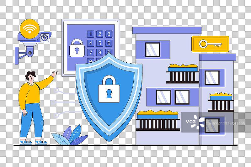 扁平风格的家庭保护监控服务图片素材