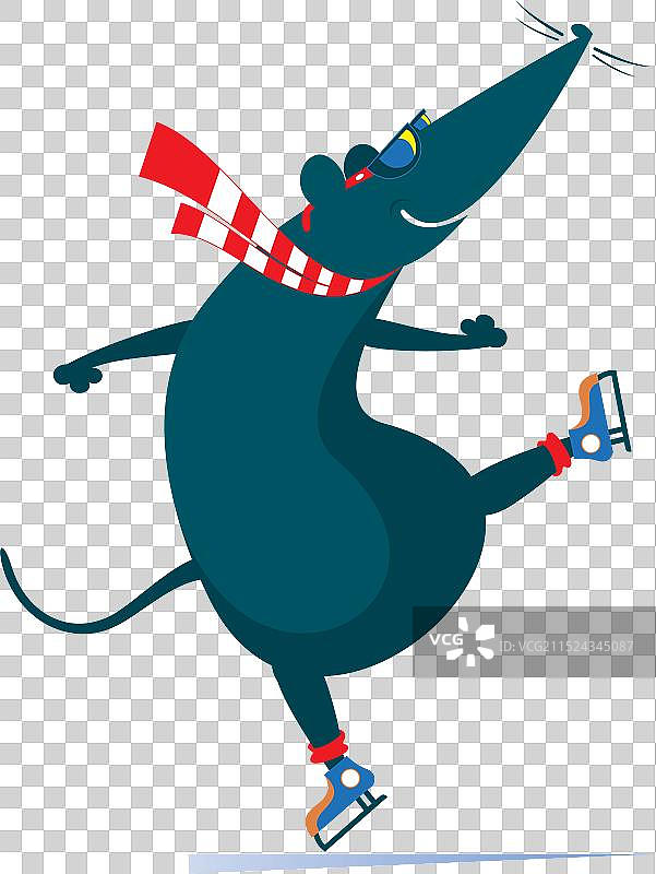 可爱老鼠滑冰冬季运动图片素材