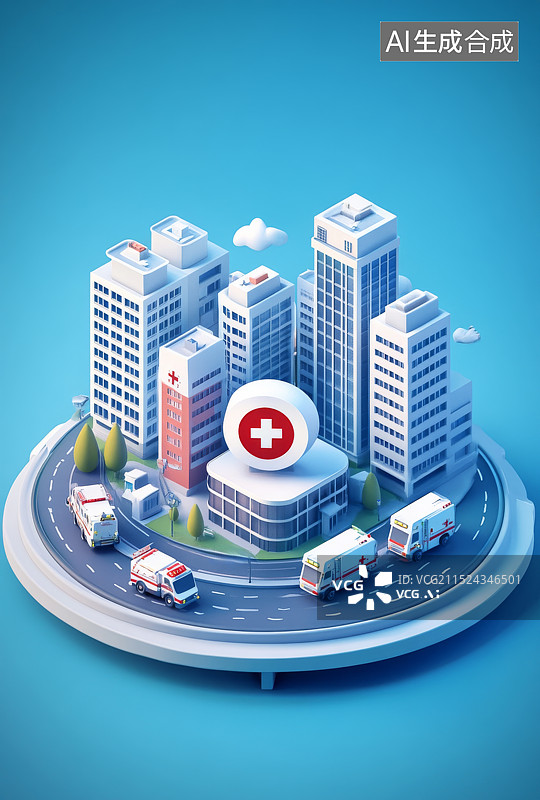 【AI数字艺术】微缩景观智慧医院图片素材