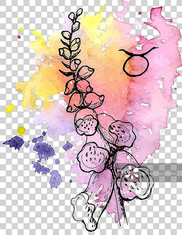 水彩墨水手绘花图片素材