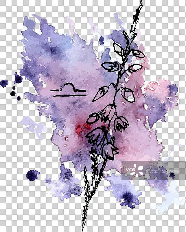 水彩墨水手绘花图片素材