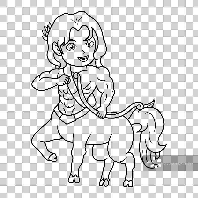 卡通Q版半人马线条艺术图片素材