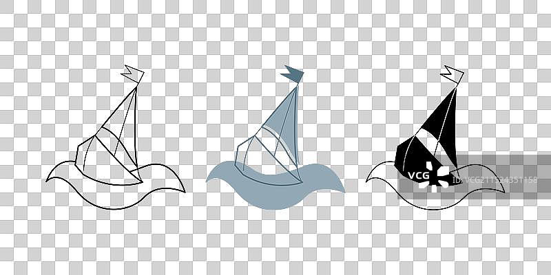 海浪小船涂鸦剪贴画合集图片素材