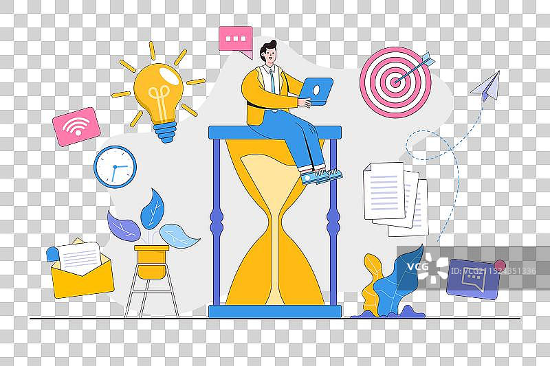 扁平风格大型沙漏，用于时间管理图片素材