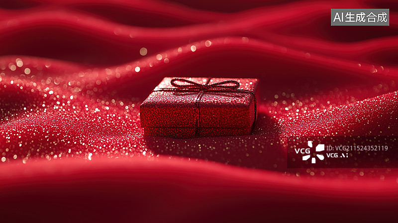 【AI数字艺术】礼物盒和红色背景图片素材