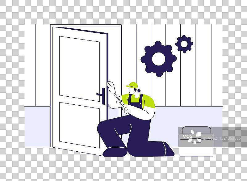 门安装抽象概念图片素材