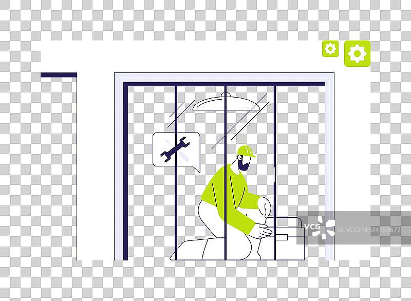 推拉门安装抽象概念图片素材