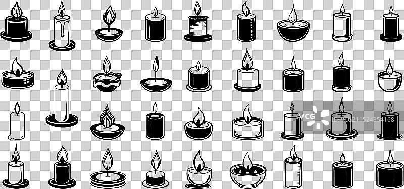 黑色水疗蜡烛标志轮廓的蜡烛剪影图片素材