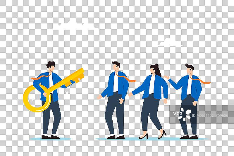 手持金钥匙的商人图片素材