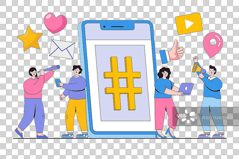 带有井号标签的社交网络概念图片素材