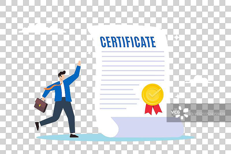 手持星星证书的快乐商人图片素材