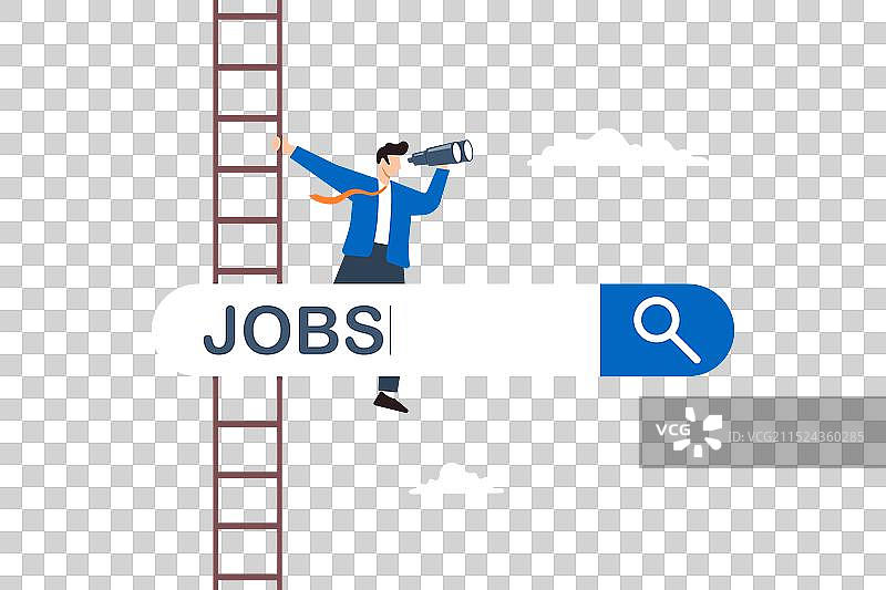 在梯子上用双筒望远镜观察的商务人士图片素材