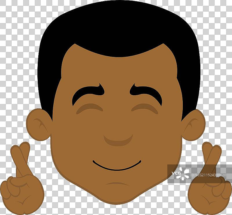 卡通男子头像交叉手指图片素材