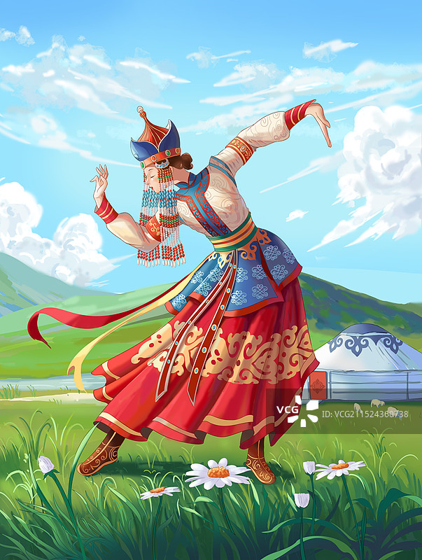 跳蒙古舞的女生图片素材