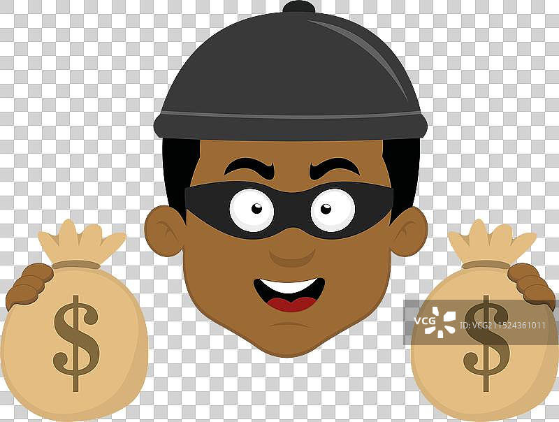 卡通强盗头目和钱袋图片素材