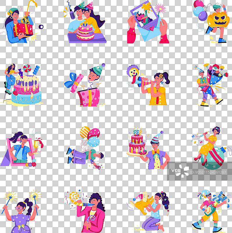 生日庆祝扁平风格集合图片素材