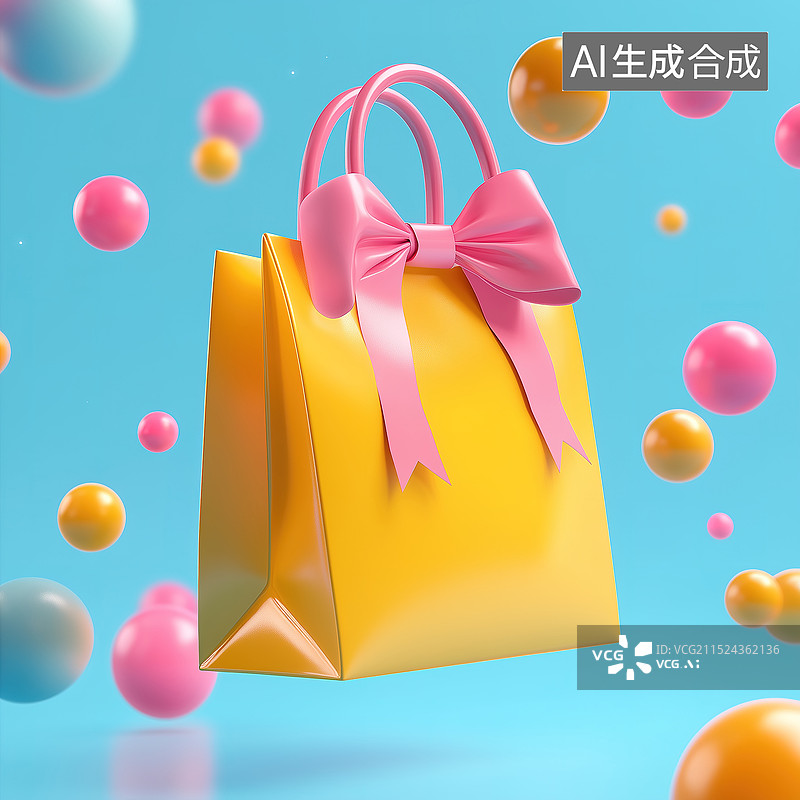 【AI数字艺术】黄色礼物袋图片素材