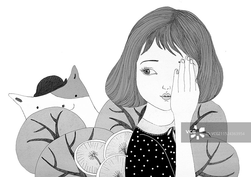 遮眼孩子可爱插画图片素材