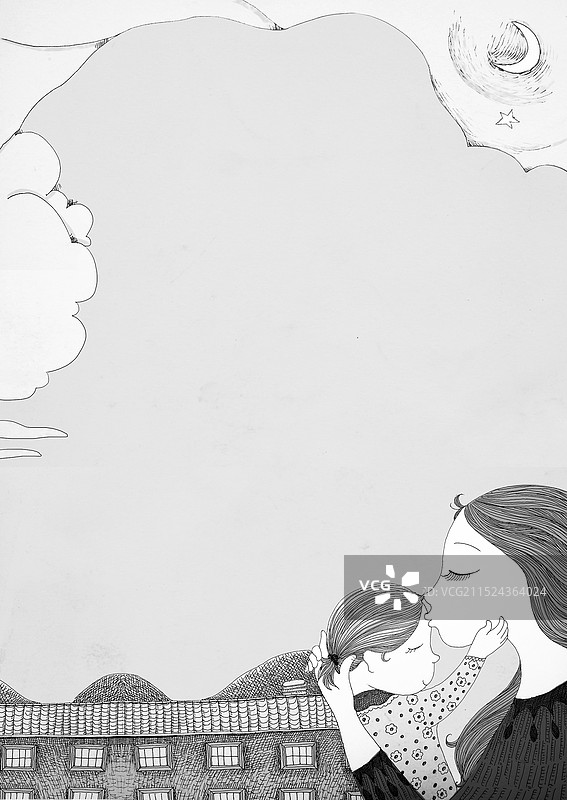 母女亲子亲吻母爱图片素材