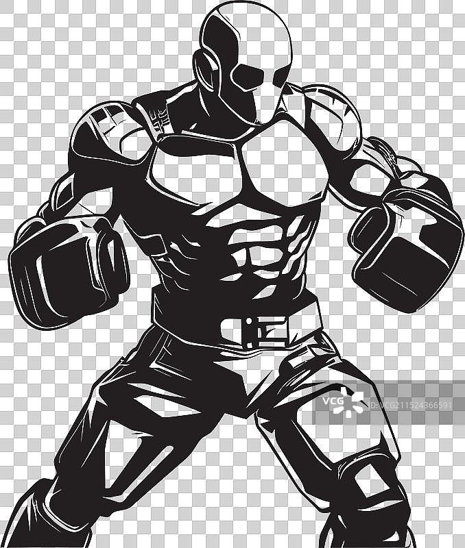 电路打孔机器人拳击手黑色logo图标图片素材