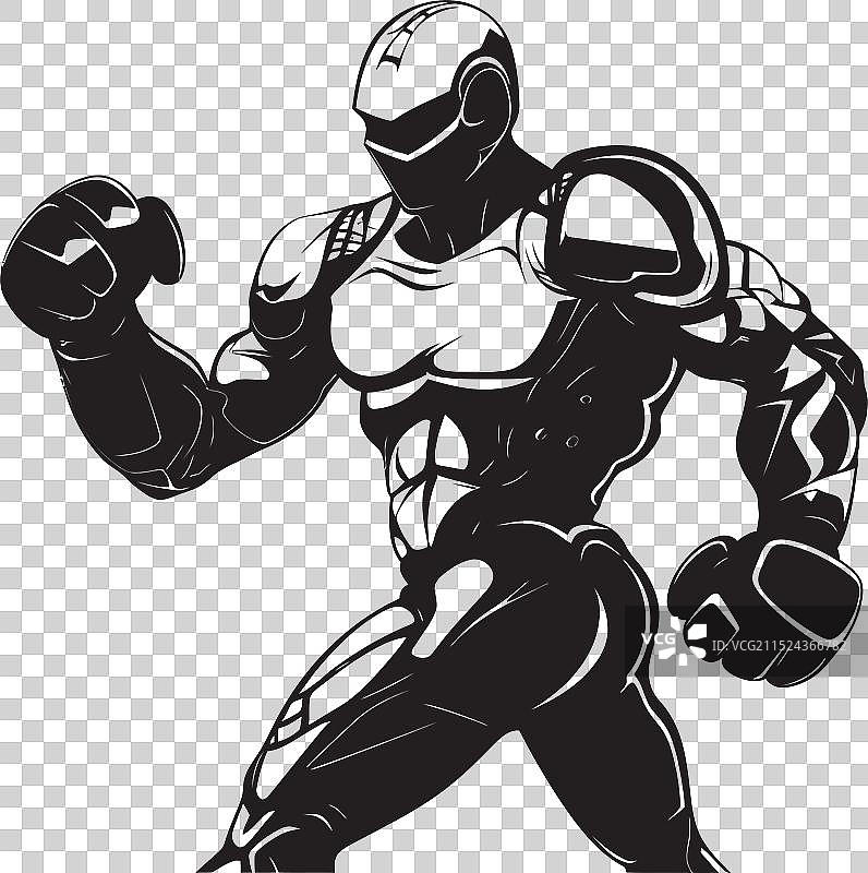 黑色钢铁机械角斗士机器人拳击手图标图片素材