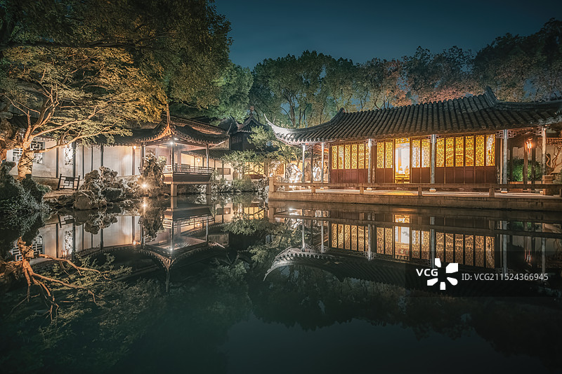 退思园夜色图片素材