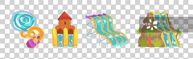 人们在水上乐园享受滑水道图片素材