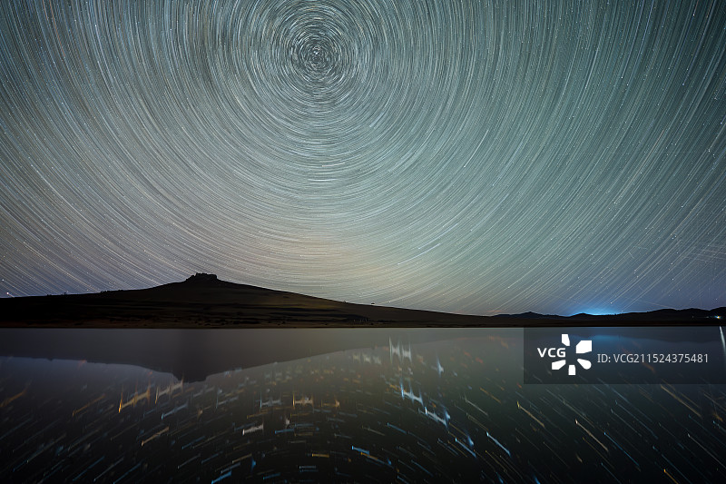 乌兰布统景区内的星轨图片素材