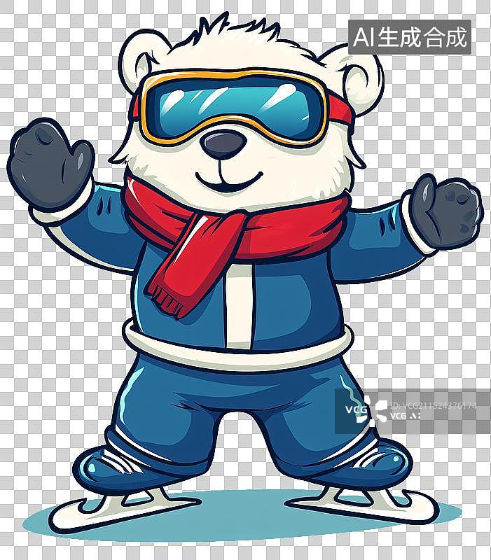【AI数字艺术】滑冰运动可爱风北极熊图片素材