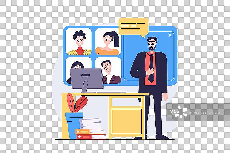 现代扁平设计视频会议概念图片素材