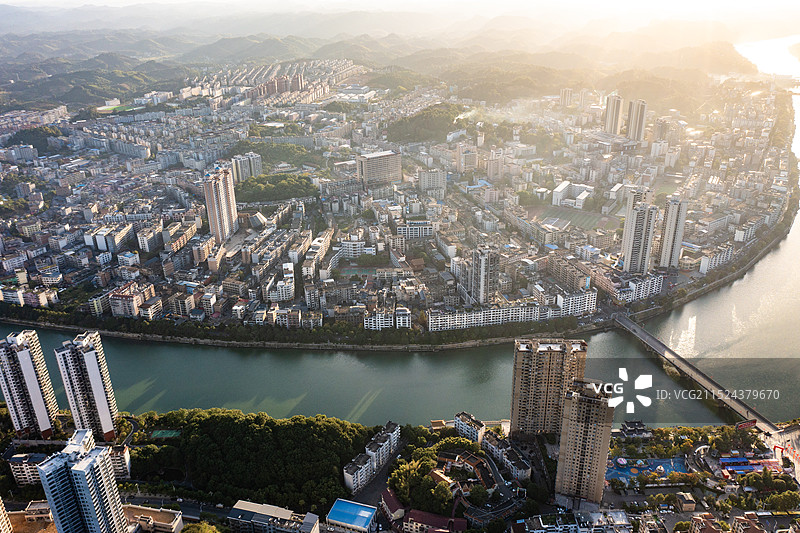 航拍湖南郴州永兴县县城景观图片素材