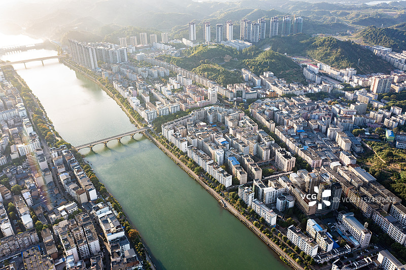 航拍湖南郴州永兴县县城景观图片素材