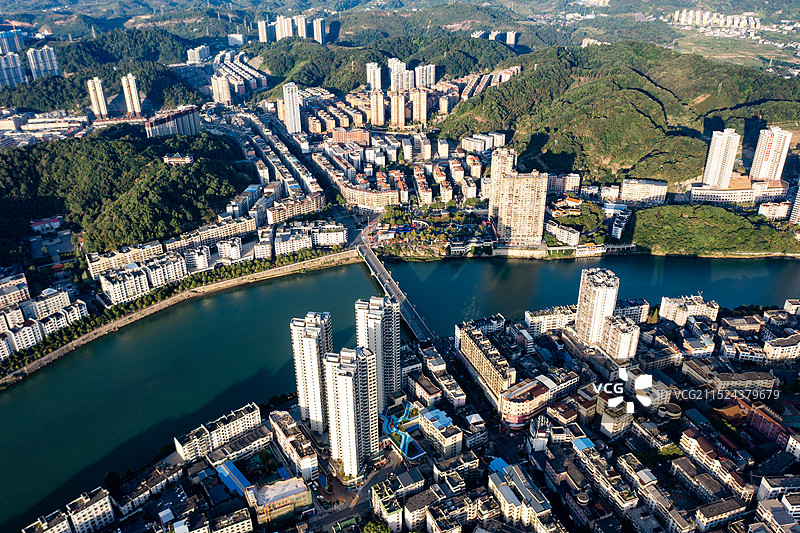 航拍湖南郴州永兴县县城景观图片素材