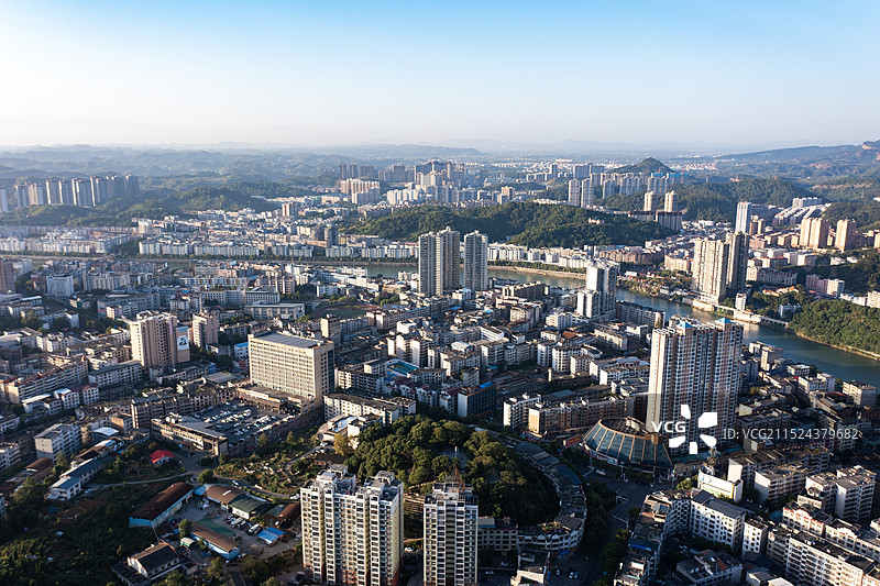 航拍湖南郴州永兴县县城景观图片素材