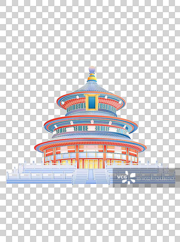 北京天坛祈年殿冬季古建筑插画图片素材