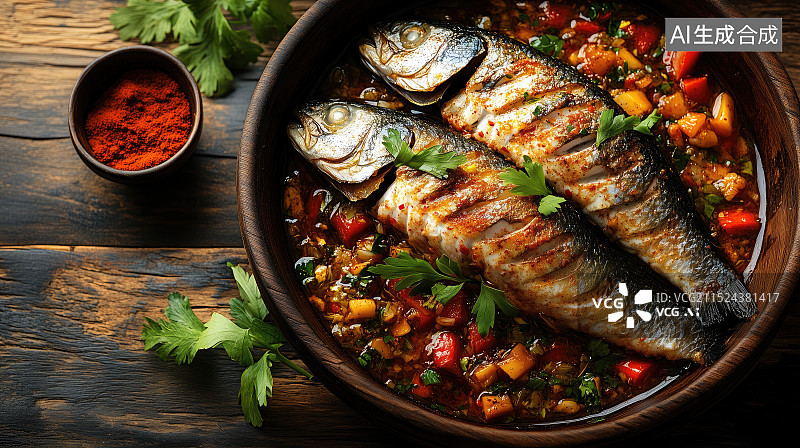 【AI数字艺术】美食摄影烤鱼图片素材