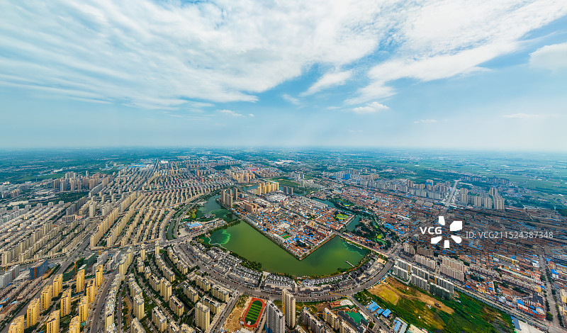 安徽，宿州市，砀山，中原水城，砀山环城公园，环城河公园，环城湖，万历年间，砀山古城，梨王阁，航拍图片素材
