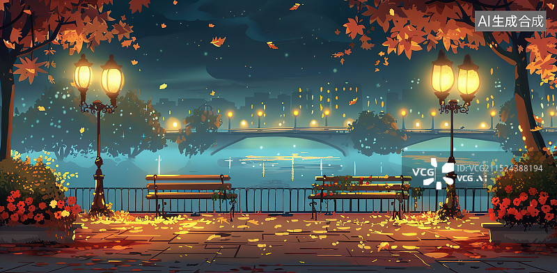 【AI数字艺术】公园长椅图片素材