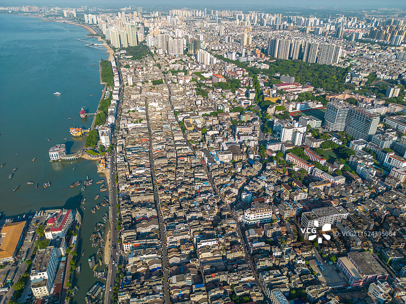 航拍北海老街风光，广西北海市图片素材