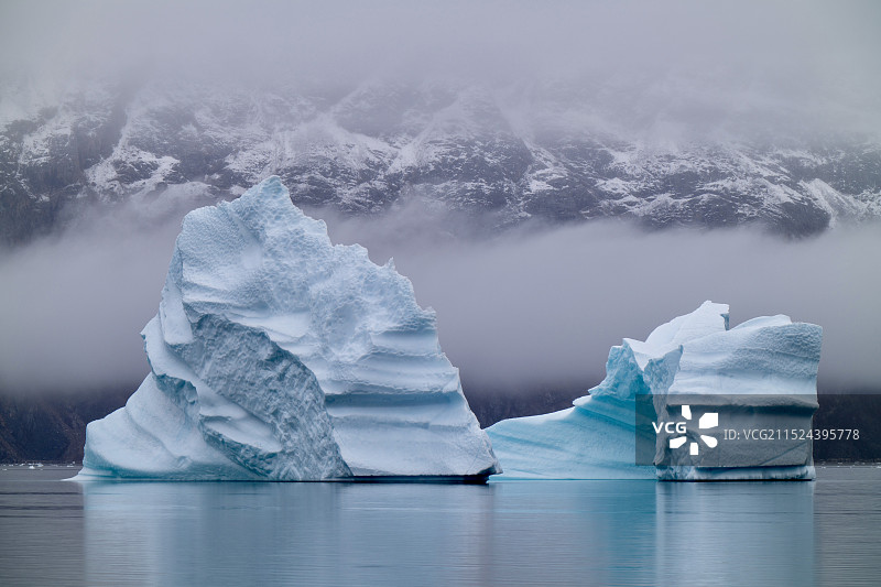 格陵兰岛斯科斯比峡湾（scoresby sound）冰山特写图片素材