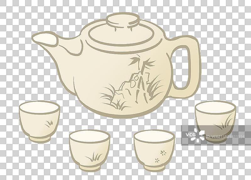 手绘茶具插画元素图片素材