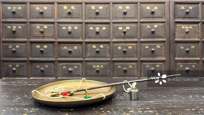 中药房的小铜秤图片素材