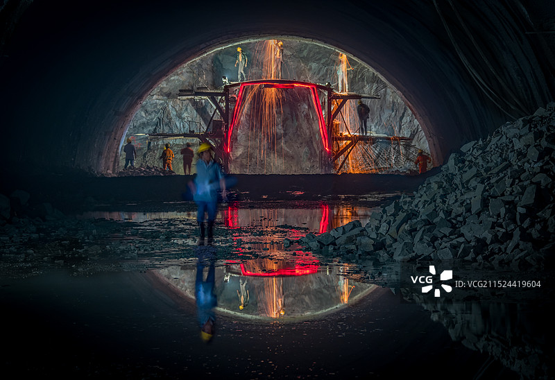 浙江景文高速公路隧道工地图片素材